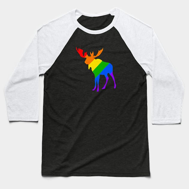 Pride Moose Baseball T-Shirt by DashingGecko